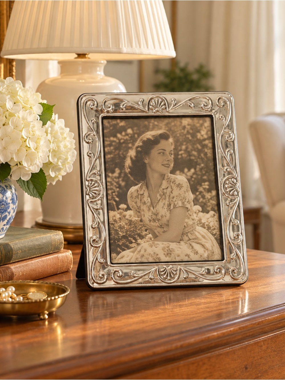 Ornate Silver Decorative Picture Frame - Classic Home Accent